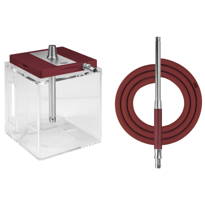 картинка Кальян HOOB - Atom Wine Red/Stainless Steel + Колба Hoob Cube от магазина BigSmoke