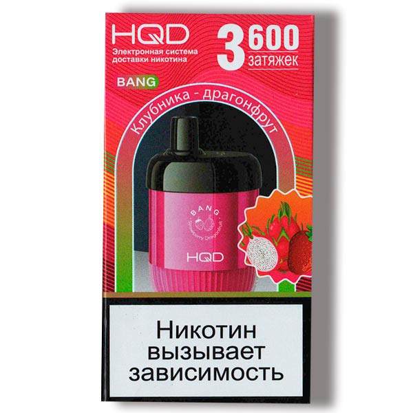 картинка HQD Bang - Strawberry-Dragonfruit (Клубника-драгонфрут) 3600 затяжек от магазина BigSmoke
