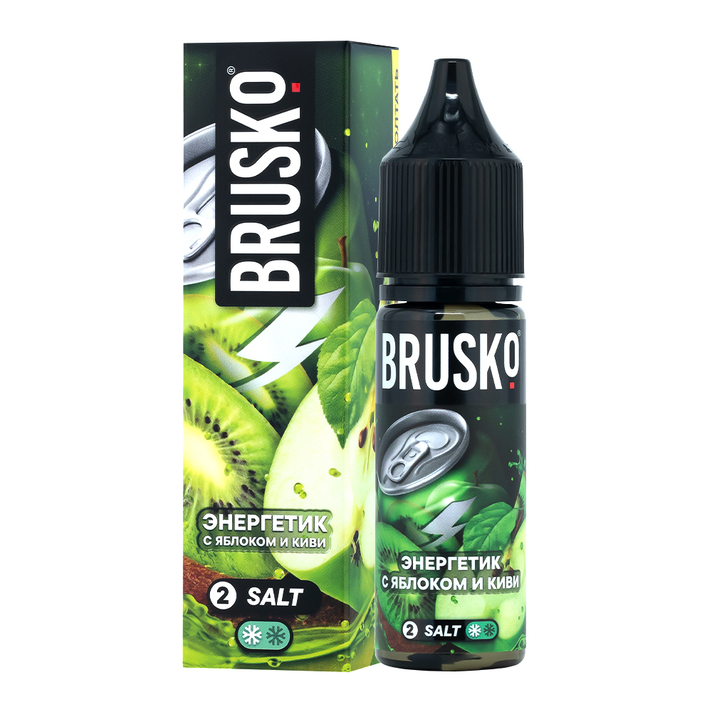 картинка Жидкость Brusko salt, 35 мл, Энергетик с яблоком и киви, 2 от магазина BigSmoke