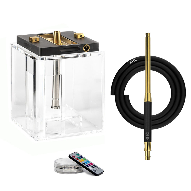 картинка Кальян HOOB - Atom Black/Gold + Колба Hoob Cube от магазина BigSmoke