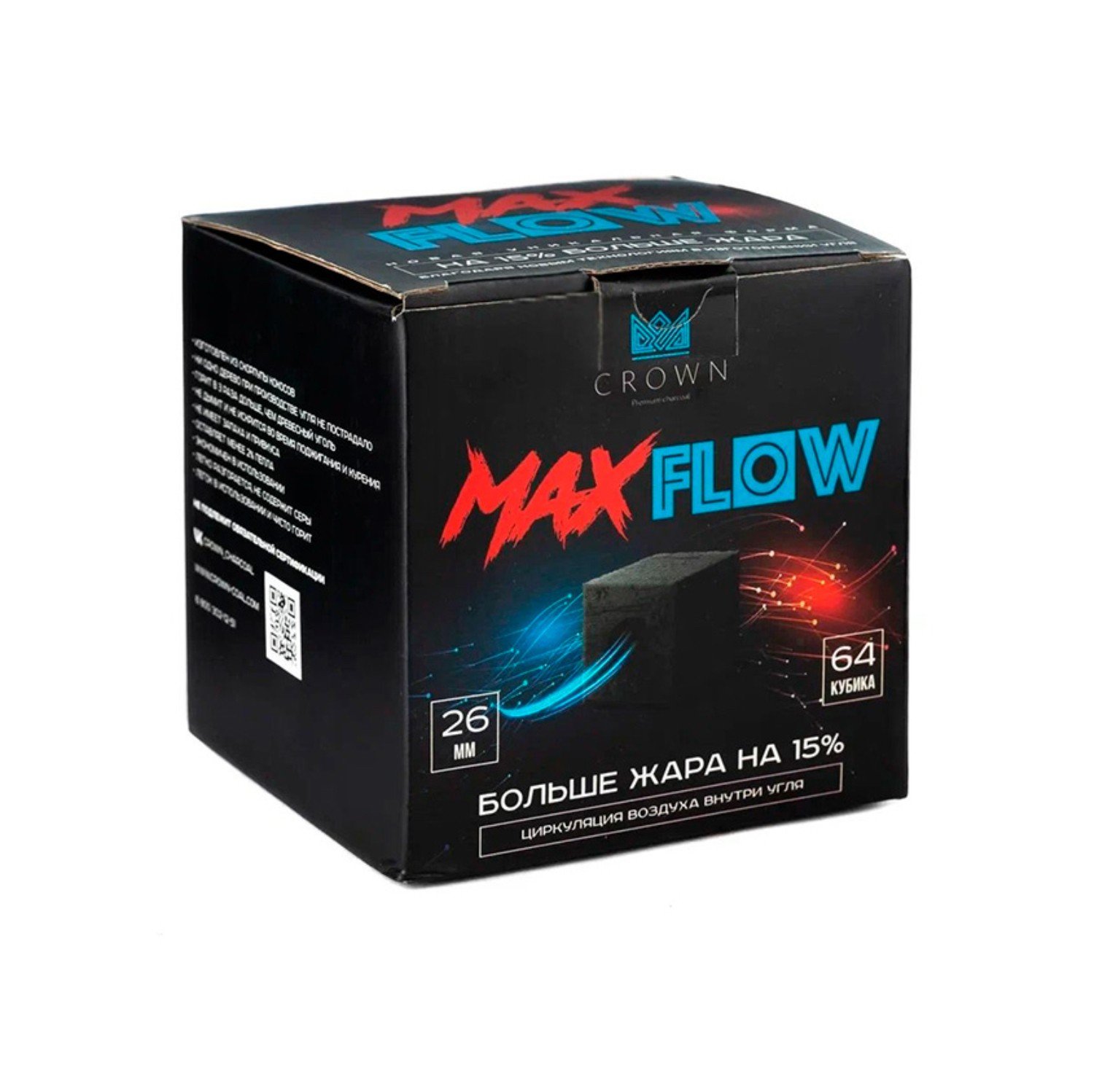картинка Уголь CROWN Max Flow 26 мм. от магазина BigSmoke
