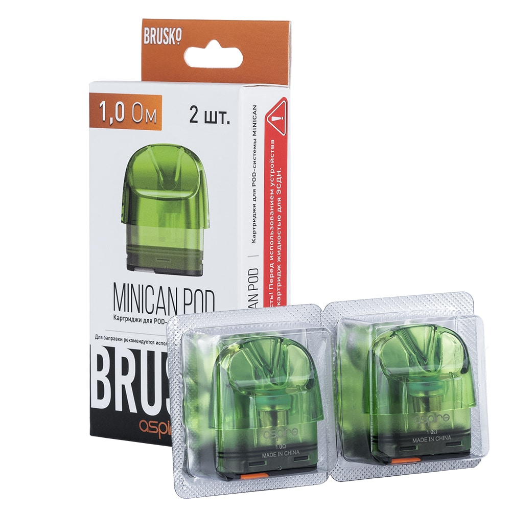 картинка Сменный Картридж Brusko Minican 1.0 Om - Зеленый (2 шт) от магазина BigSmoke